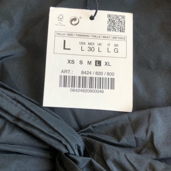 NWT Zara Black Taffeta Ruched Draped Crop Top - Picture 5 of 6